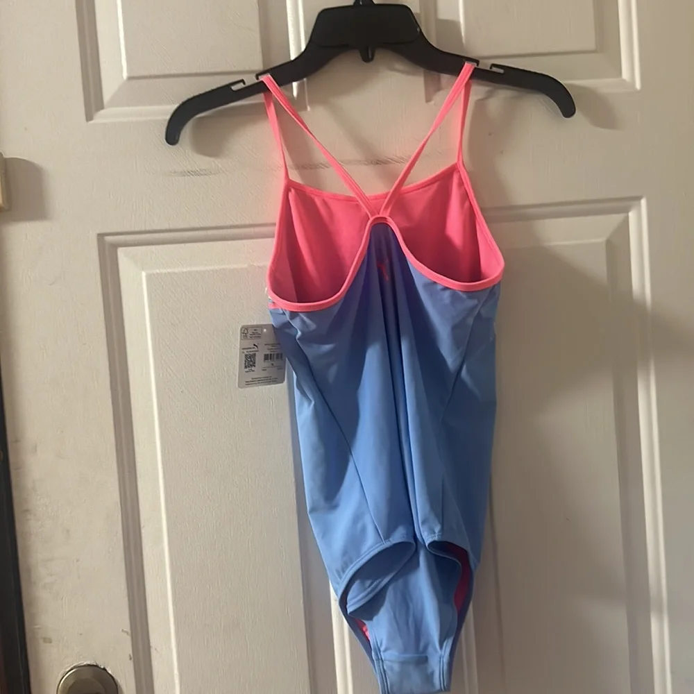 PUMA ONE PIECE SWIMSUIT: DAYDREAM BLUE/PINK: NEW WITH TAGS: SIZE XL